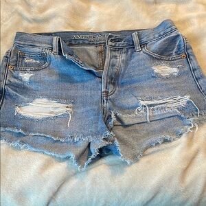 American Eagle Outfitters Blue Distressed Jean Shorts